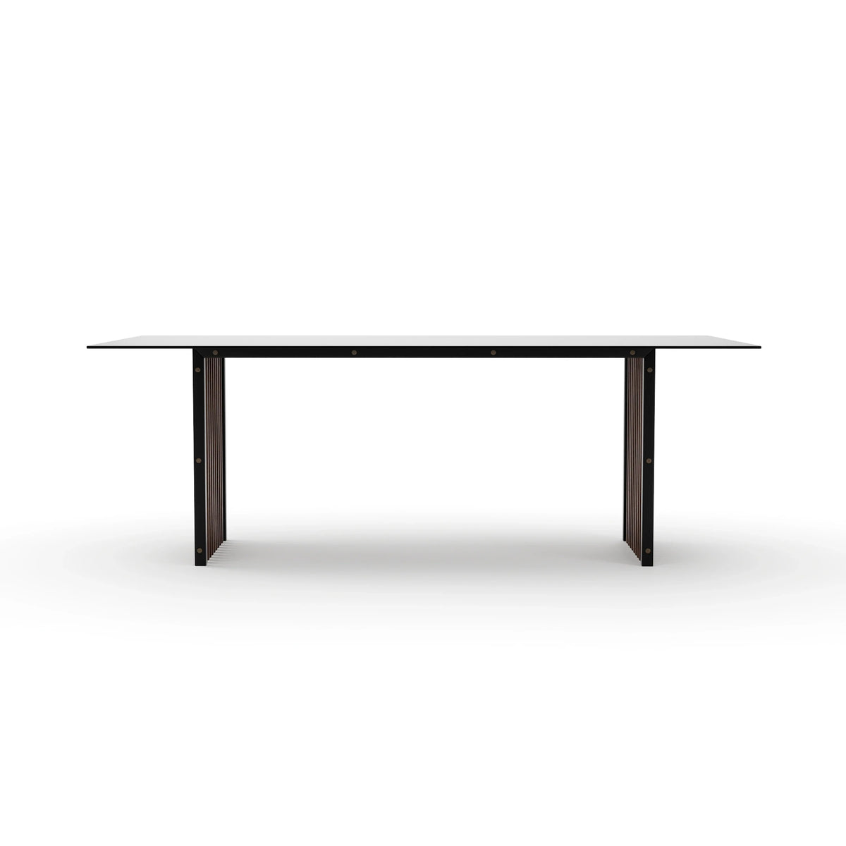 Caracole Pinstripe Dark Dining Table – front view – Lusso Furniture Miami