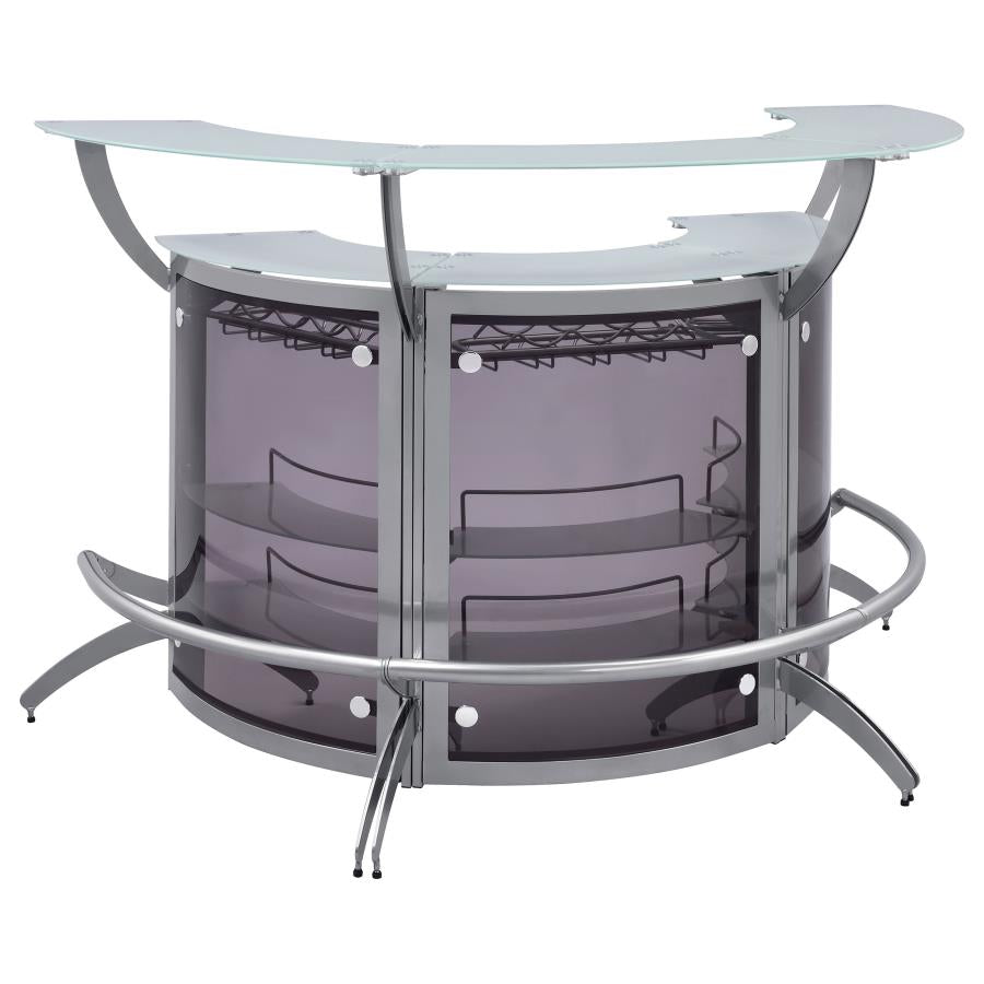 Dallas 3-piece Curved Freestanding Home Bar Cabinet Silver-2