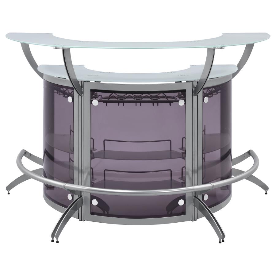 Dallas 3-piece Curved Freestanding Home Bar Cabinet Silver-4