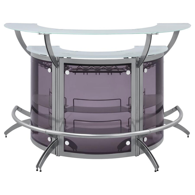Dallas 3-piece Curved Freestanding Home Bar Cabinet Silver-zoom-