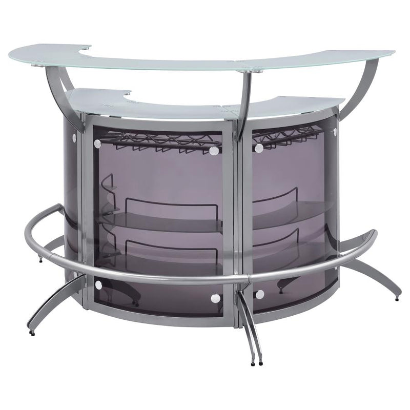 Dallas 3-piece Curved Freestanding Home Bar Cabinet Silver-zoom-