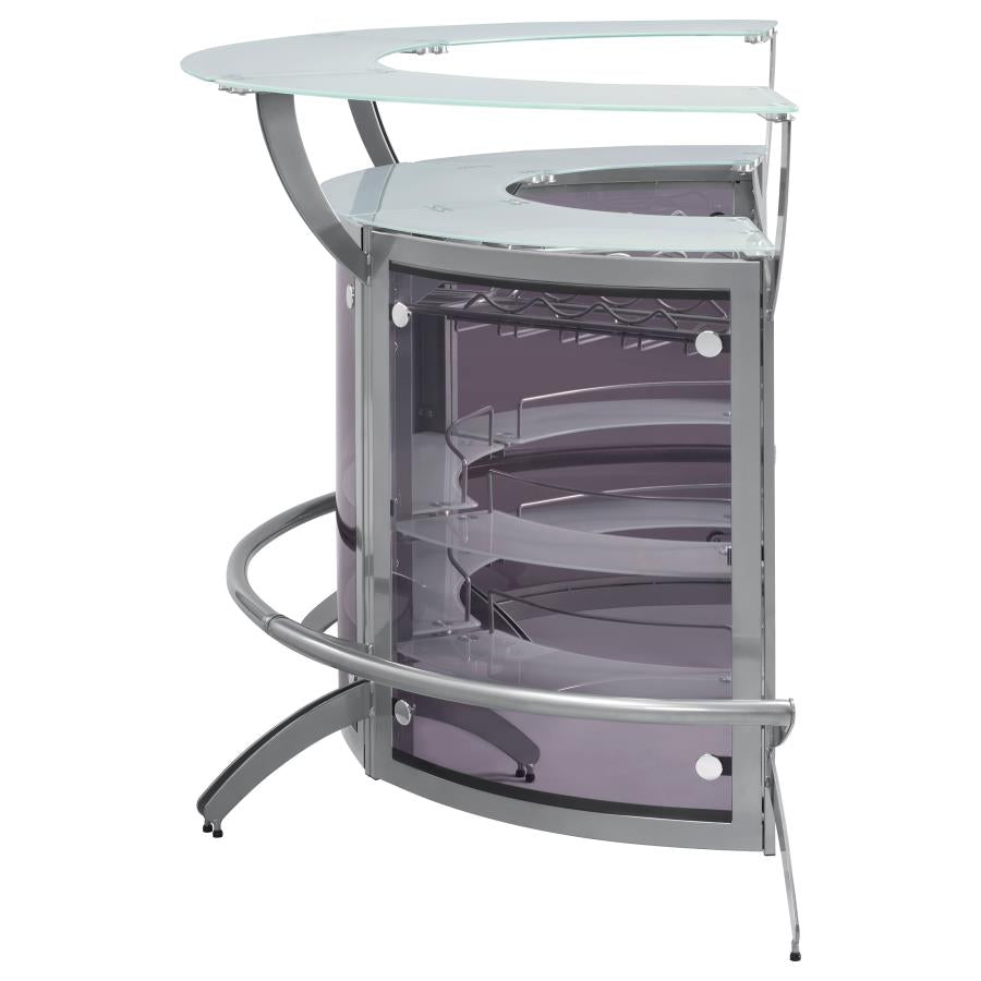 Dallas 3-piece Curved Freestanding Home Bar Cabinet Silver-6