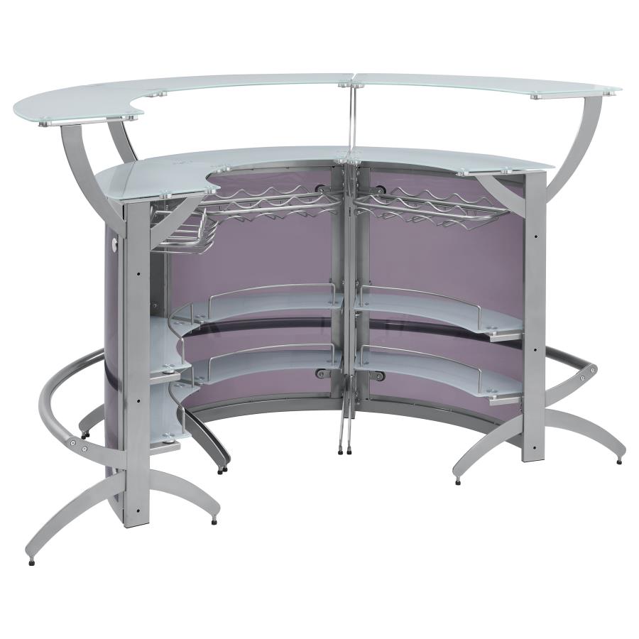 Dallas 3-piece Curved Freestanding Home Bar Cabinet Silver-zoom-7
