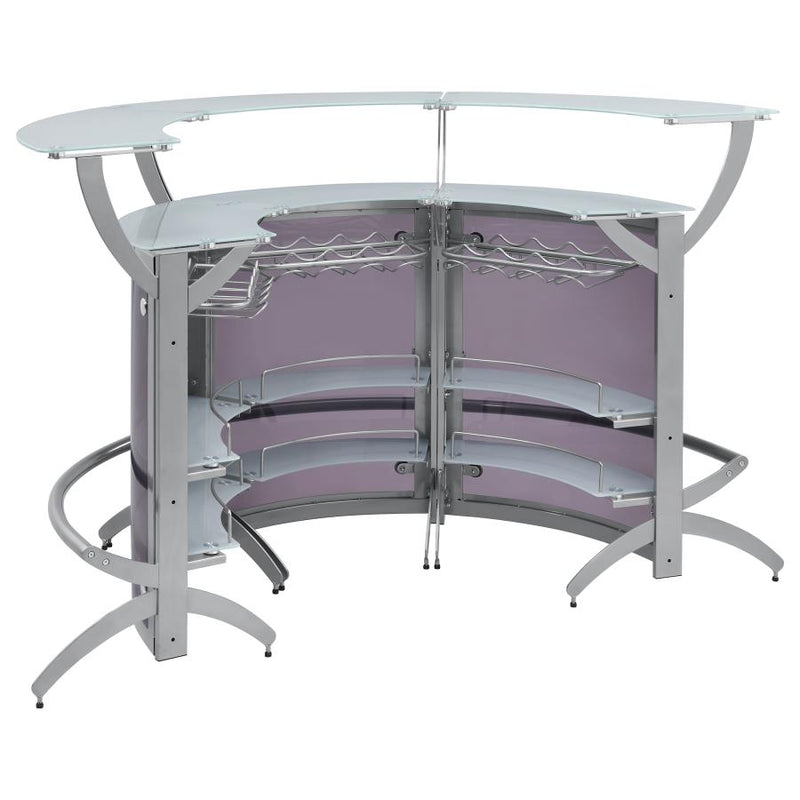 Dallas 3-piece Curved Freestanding Home Bar Cabinet Silver-zoom-