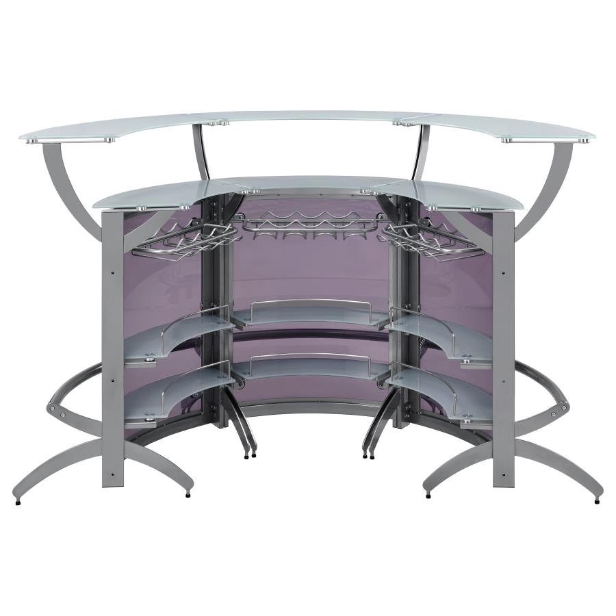 Dallas 3-piece Curved Freestanding Home Bar Cabinet Silver-8