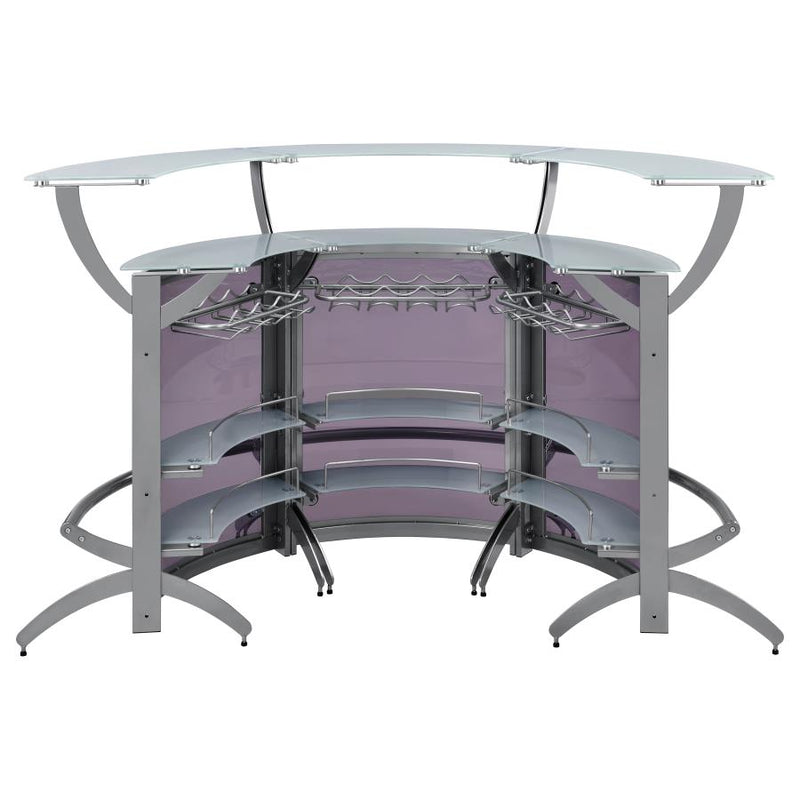Dallas 3-piece Curved Freestanding Home Bar Cabinet Silver-zoom-
