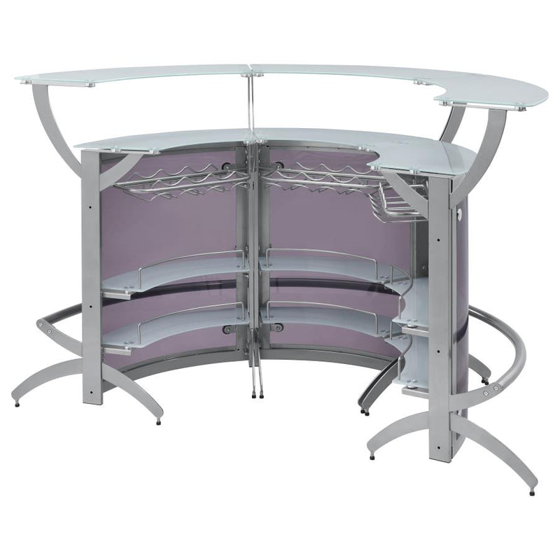 Dallas 3-piece Curved Freestanding Home Bar Cabinet Silver-zoom-
