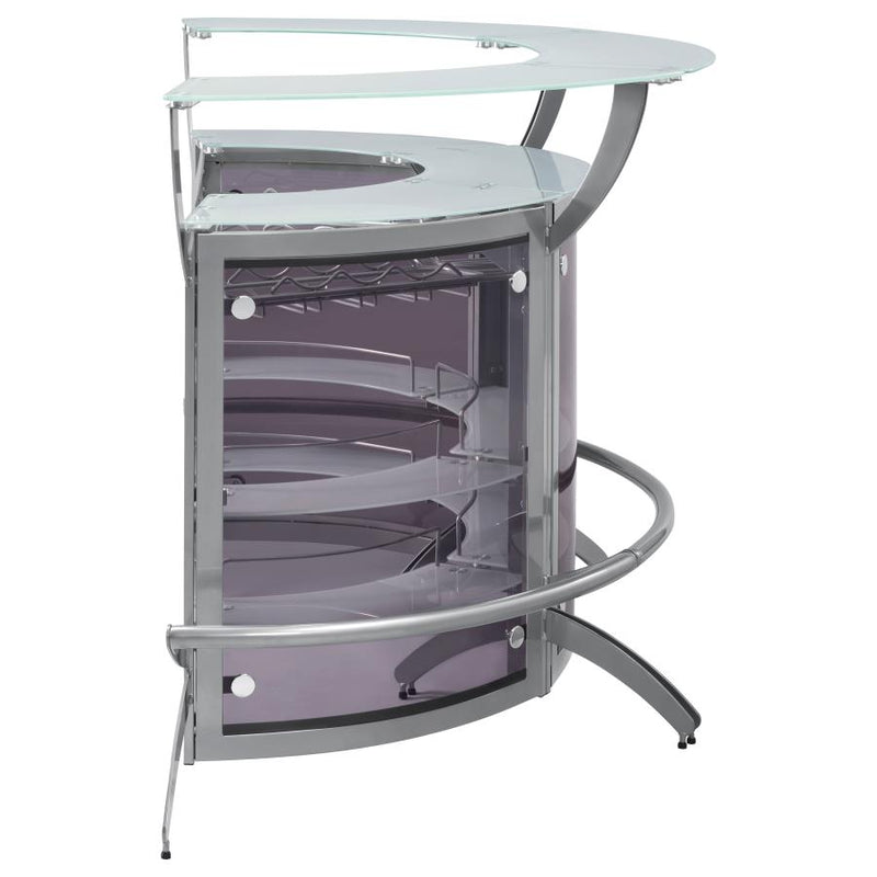 Dallas 3-piece Curved Freestanding Home Bar Cabinet Silver-zoom-