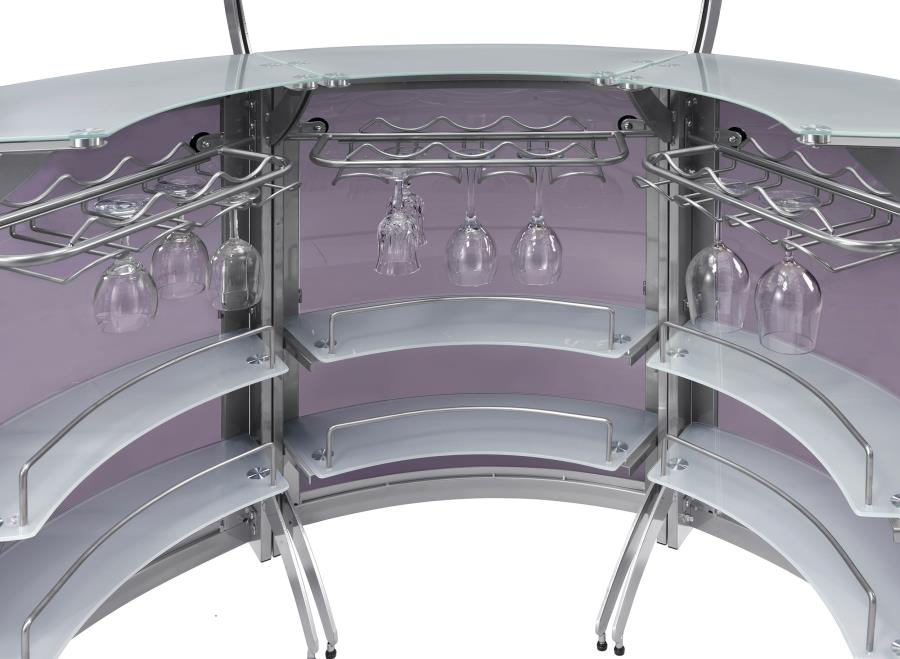 Dallas 3-piece Curved Freestanding Home Bar Cabinet Silver-zoom-11