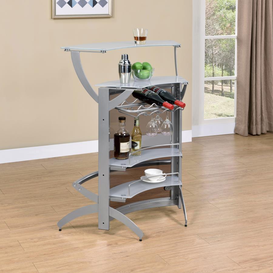 Dallas 2-shelf Curved Freestanding Home Bar Cabinet Silver-zoom-3