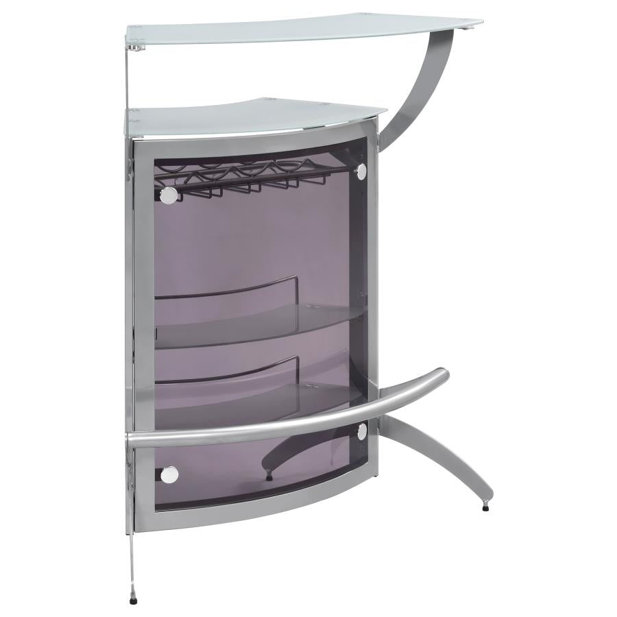 Dallas 2-shelf Curved Freestanding Home Bar Cabinet Silver-zoom-1