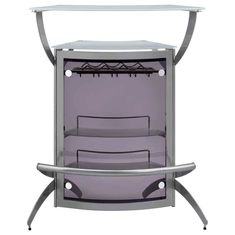Dallas 2-shelf Curved Freestanding Home Bar Cabinet Silver-zoom-4