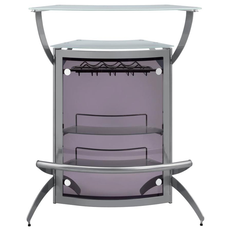 Dallas 2-shelf Curved Freestanding Home Bar Cabinet Silver-zoom-
