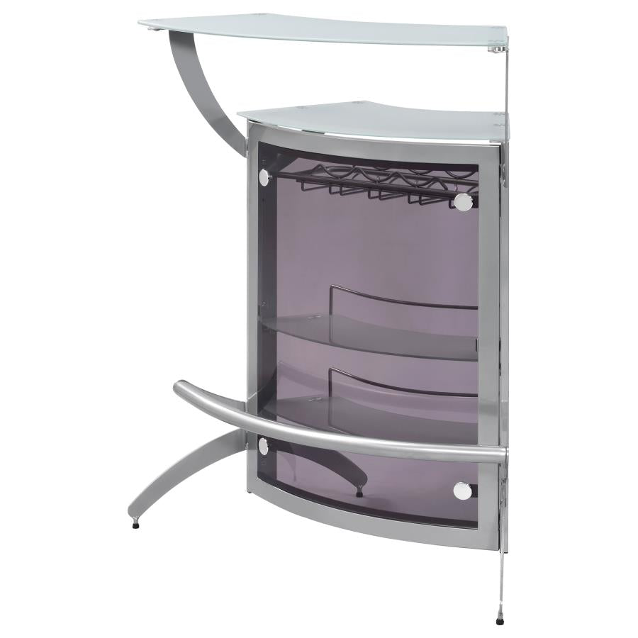Dallas 2-shelf Curved Freestanding Home Bar Cabinet Silver-zoom-5