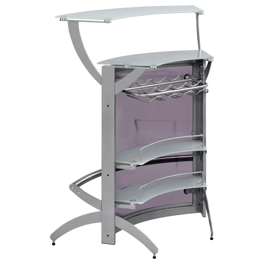 Dallas 2-shelf Curved Freestanding Home Bar Cabinet Silver-zoom-7