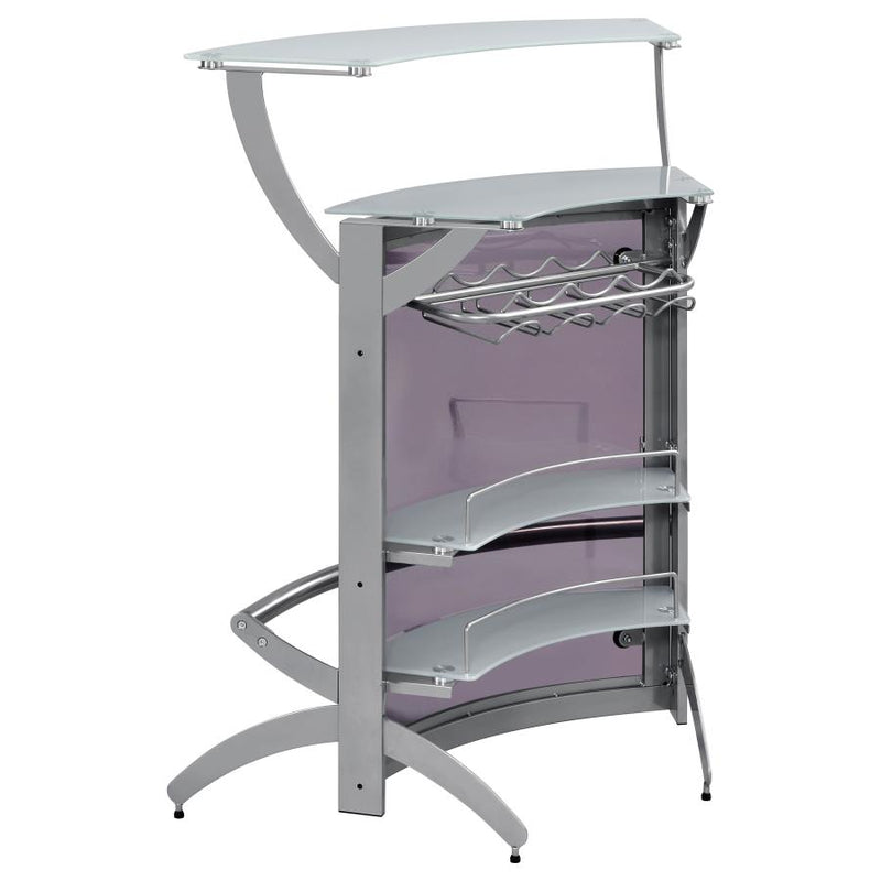 Dallas 2-shelf Curved Freestanding Home Bar Cabinet Silver-zoom-