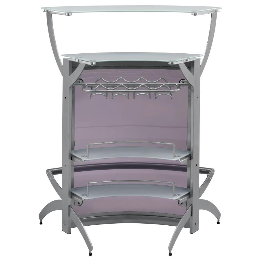Dallas 2-shelf Curved Freestanding Home Bar Cabinet Silver-zoom-8