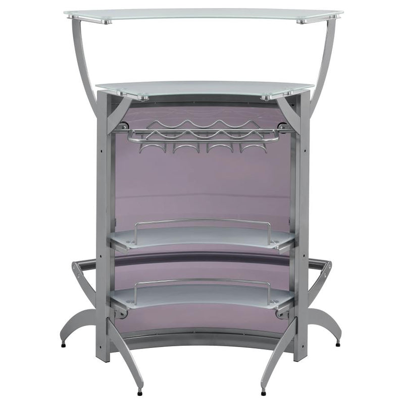 Dallas 2-shelf Curved Freestanding Home Bar Cabinet Silver-zoom-
