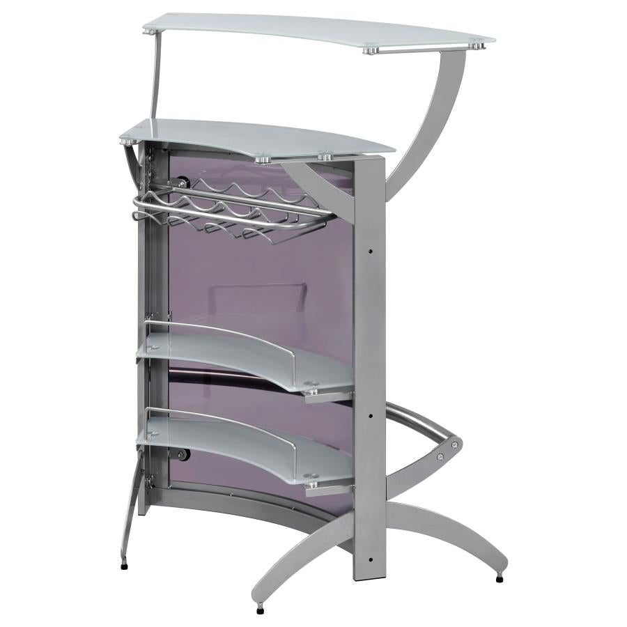 Dallas 2-shelf Curved Freestanding Home Bar Cabinet Silver-zoom-9