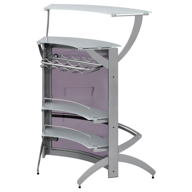Dallas 2-shelf Curved Freestanding Home Bar Cabinet Silver-zoom-