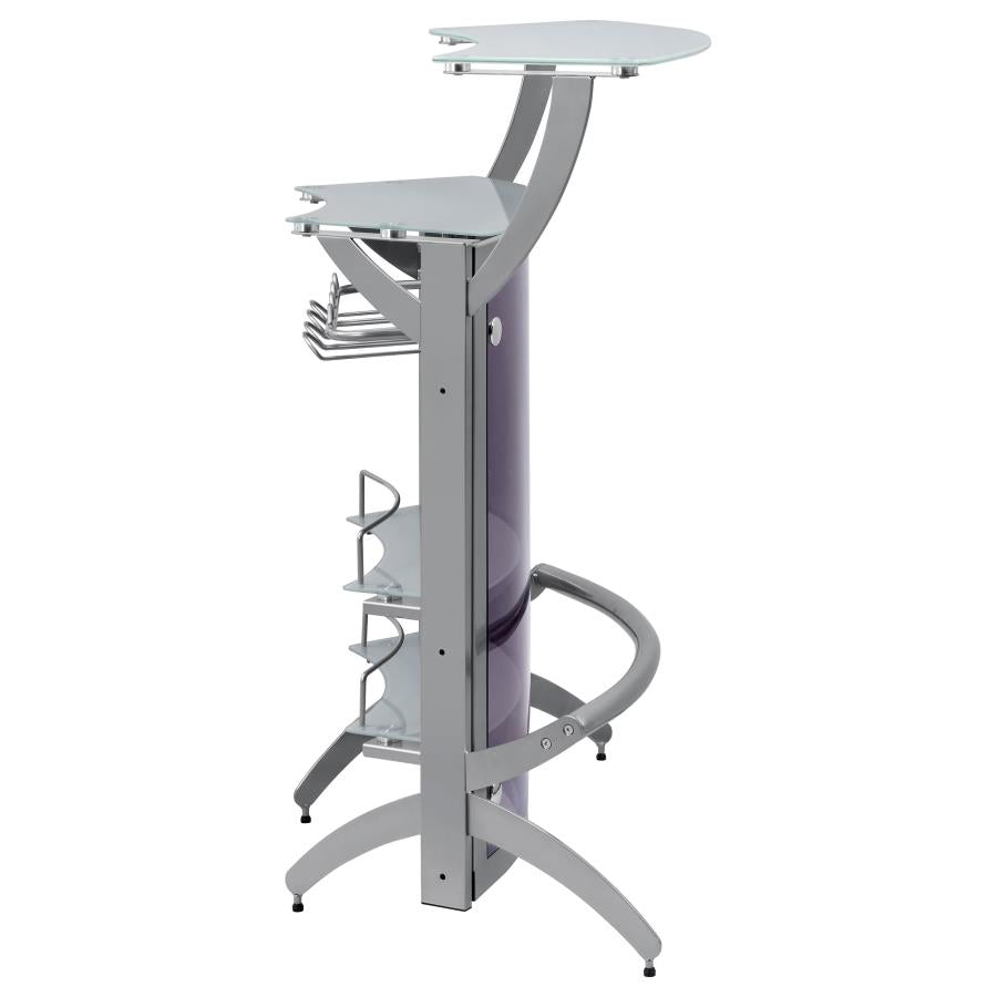 Dallas 2-shelf Curved Freestanding Home Bar Cabinet Silver-10
