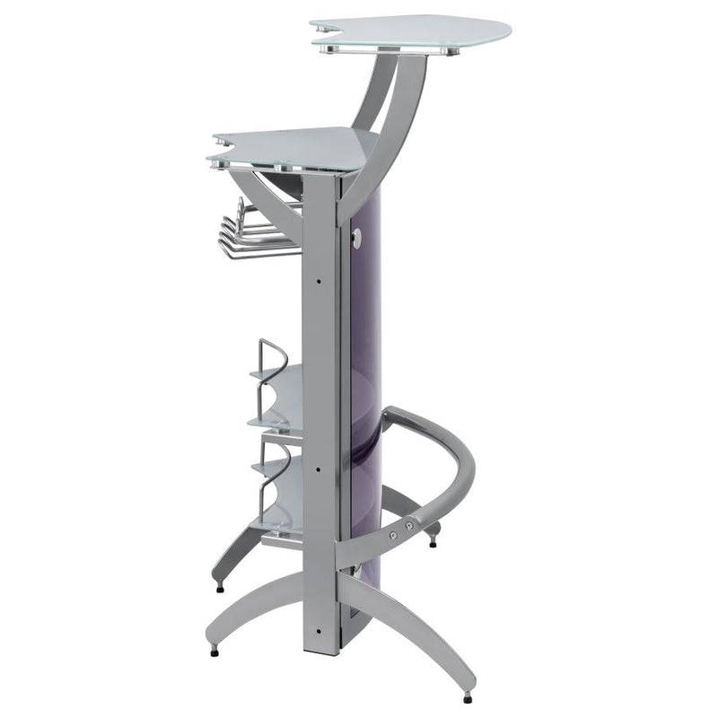 Dallas 2-shelf Curved Freestanding Home Bar Cabinet Silver-zoom-