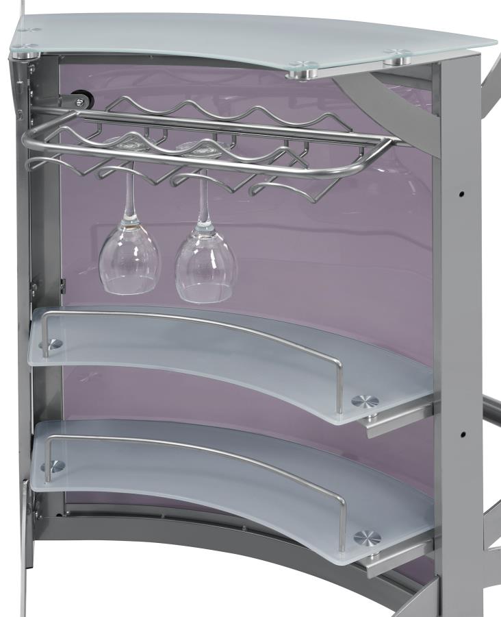 Dallas 2-shelf Curved Freestanding Home Bar Cabinet Silver-zoom-