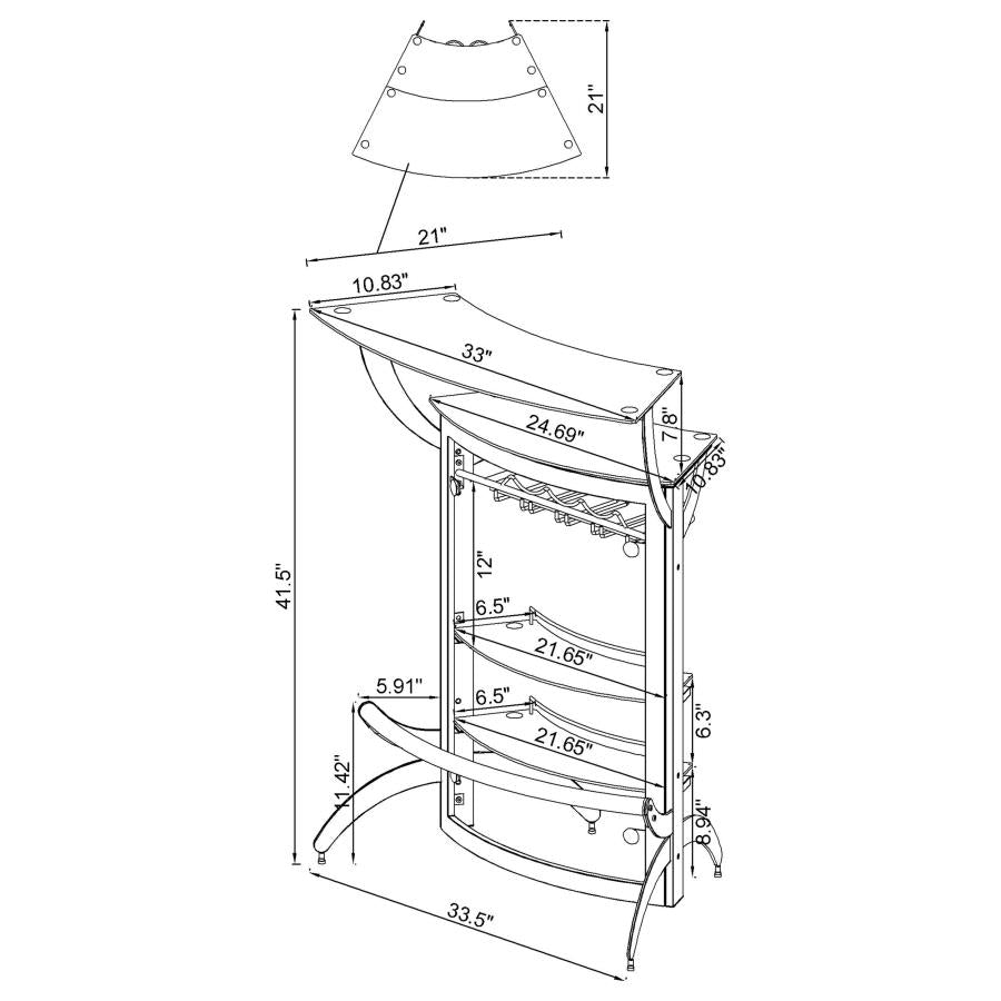 Dallas 2-shelf Curved Freestanding Home Bar Cabinet Silver-zoom-12