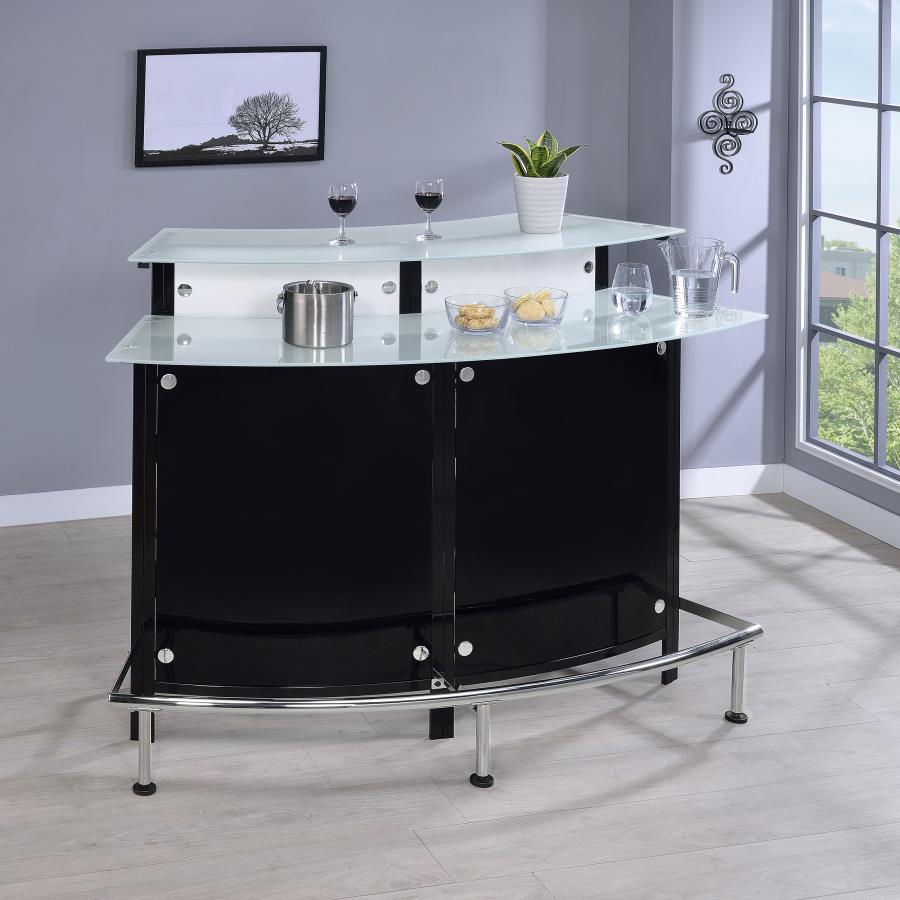 Keystone Curved Glass Top Home Bar Wine Cabinet Black-2