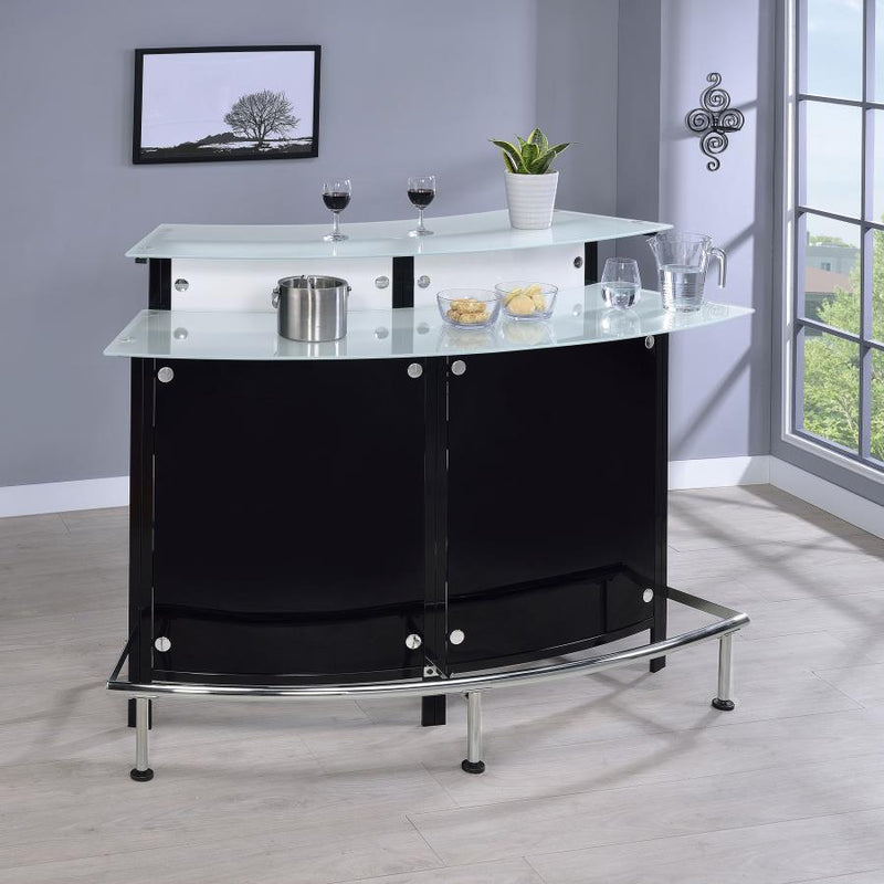 Keystone Curved Glass Top Home Bar Wine Cabinet Black-zoom-
