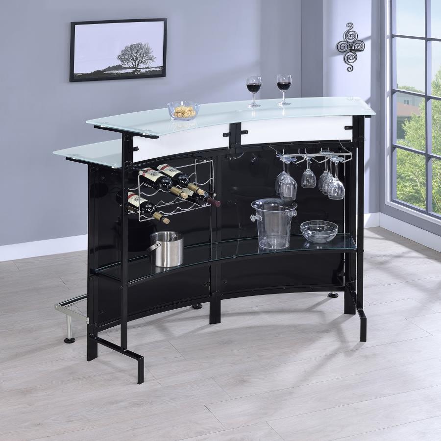 Keystone Curved Glass Top Home Bar Wine Cabinet Black-zoom-3