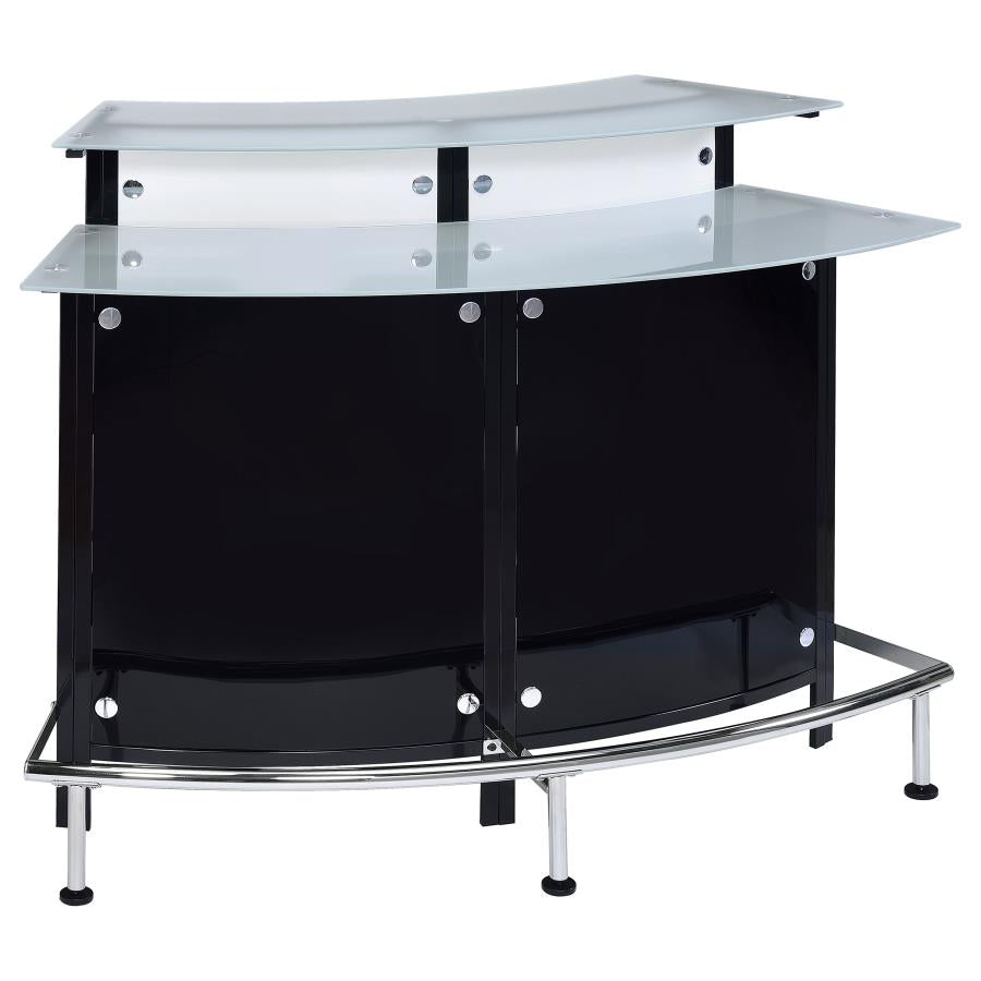 Keystone Curved Glass Top Home Bar Wine Cabinet Black-1