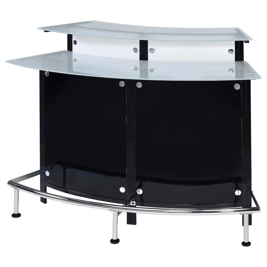 Keystone Curved Glass Top Home Bar Wine Cabinet Black-5