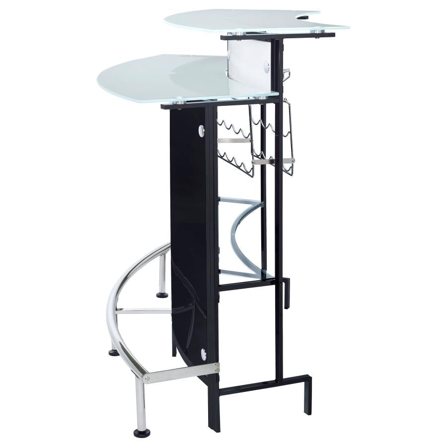 Keystone Curved Glass Top Home Bar Wine Cabinet Black-zoom-6
