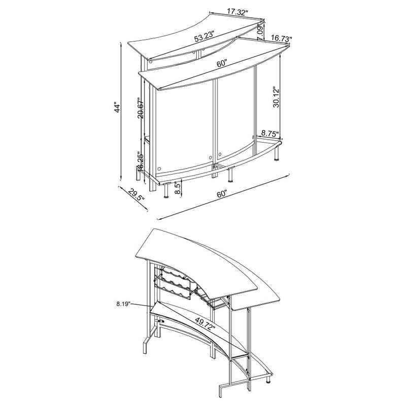 Keystone Curved Glass Top Home Bar Wine Cabinet Black-zoom-