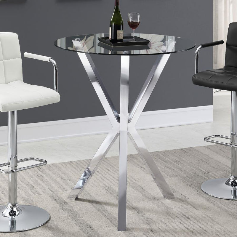 Denali Round 35-inch Glass Top Bistro Bar Table Chrome-zoom-