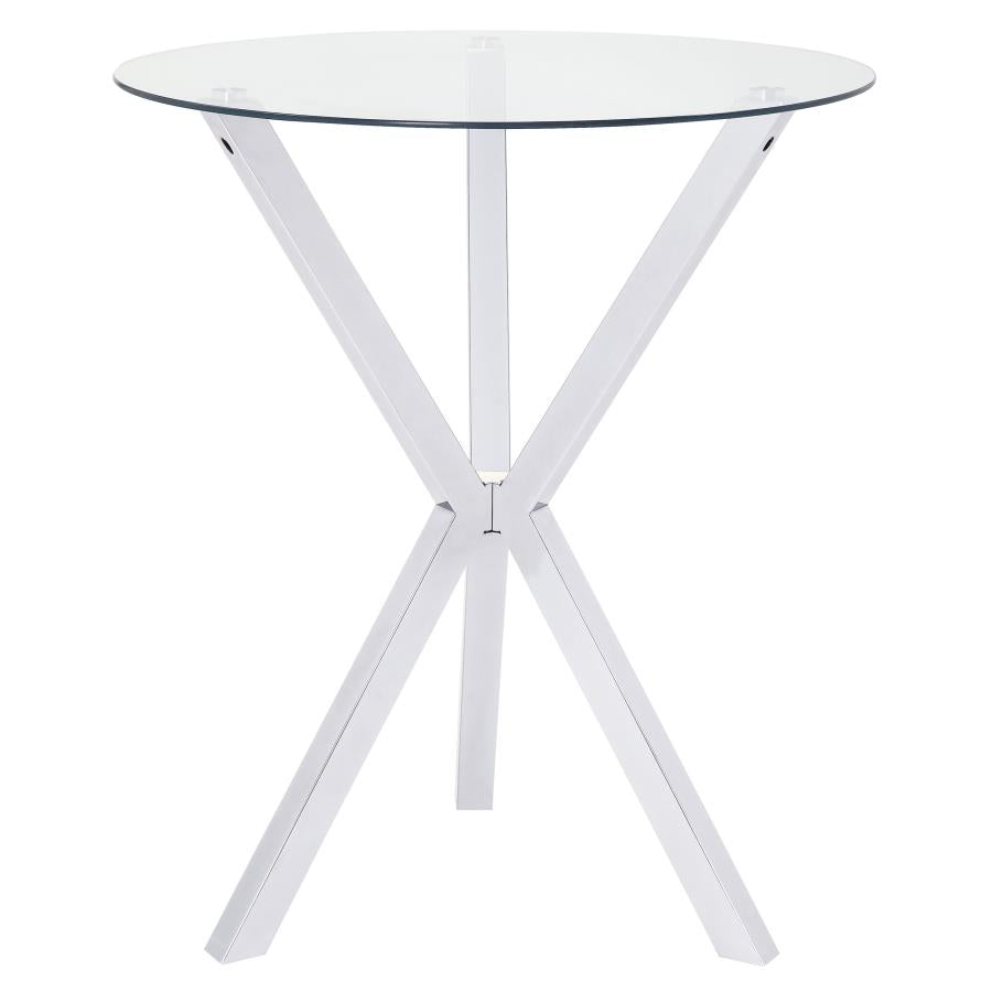 Denali Round 35-inch Glass Top Bistro Bar Table Chrome-zoom-1