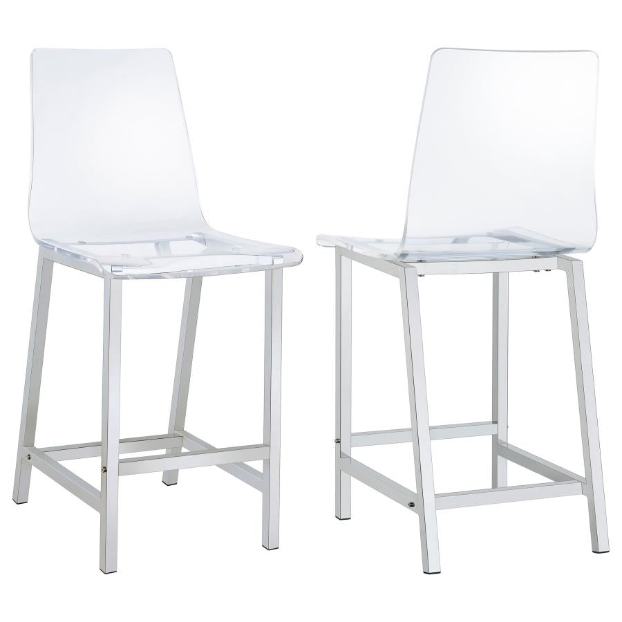 Juelia Clear Acrylic Counter Chair Chrome (Set of 2)-1