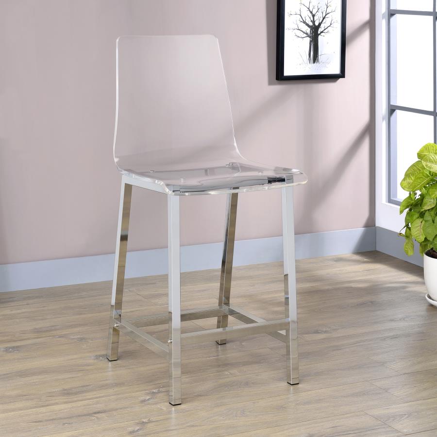 Juelia Clear Acrylic Counter Chair Chrome (Set of 2)-2