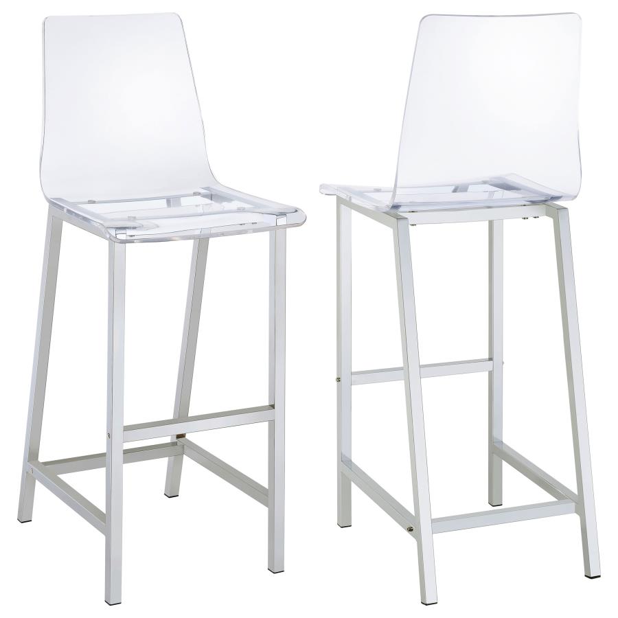 Juelia Clear Acrylic Bar Chair Chrome (Set of 2)-1