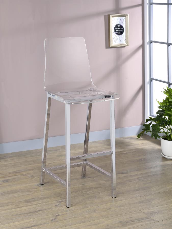 Juelia Clear Acrylic Bar Chair Chrome (Set of 2)-zoom-