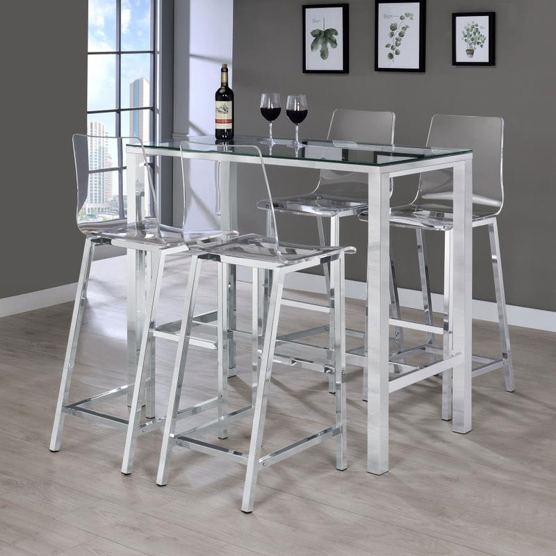Juelia Clear Acrylic Bar Chair Chrome (Set of 2)-zoom-