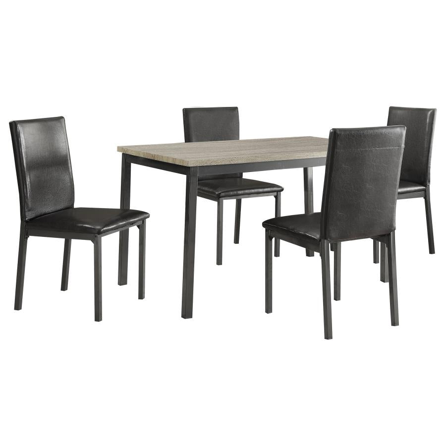 Garza 5-piece Rectangular Dining Table Set Black-2