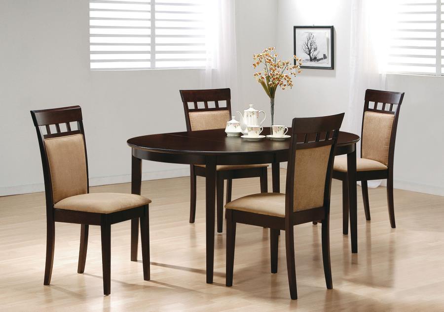Gabriel Oval Extension Leaf Dining Collection Cappuccino - 5-piece Closed Back