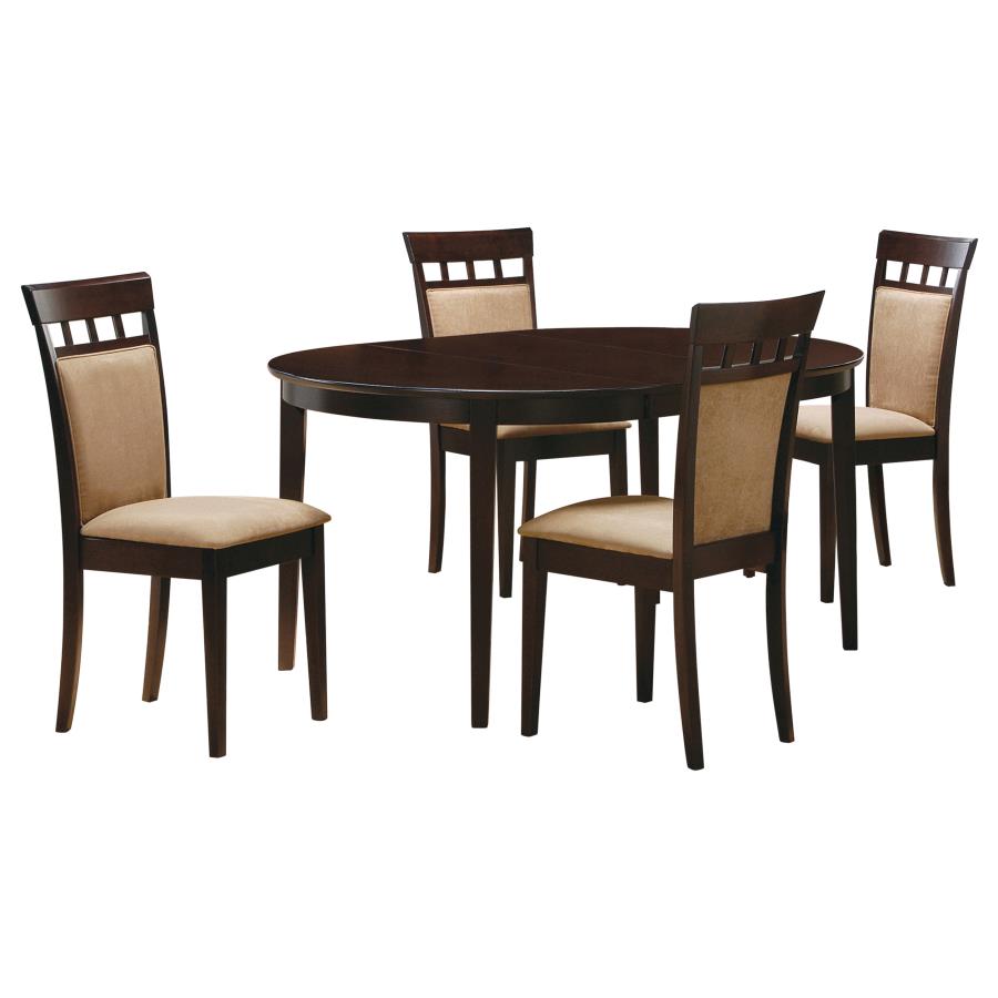 Gabriel Oval Extension Leaf Dining Collection Cappuccino - 5-piece Closed Back