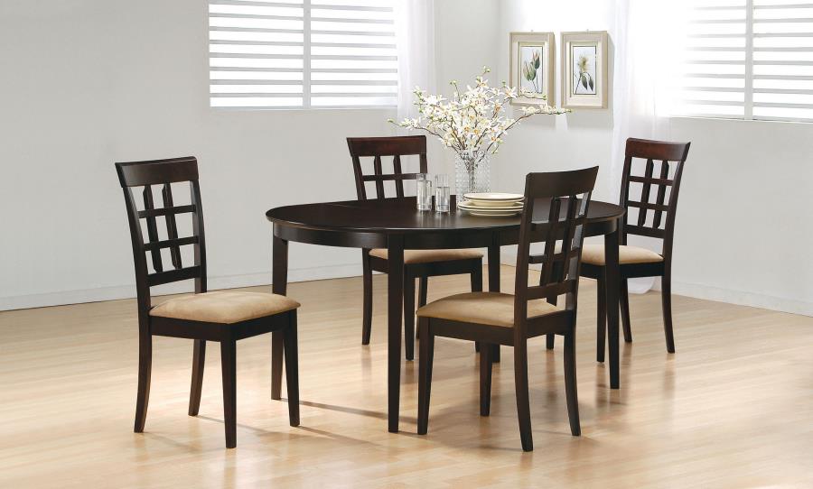 Gabriel Oval Extension Leaf Dining Collection Cappuccino - 5-piece Lattice Back