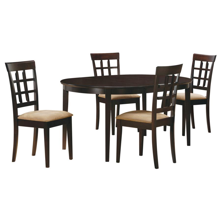 Gabriel Oval Extension Leaf Dining Collection Cappuccino - 5-piece Lattice Back