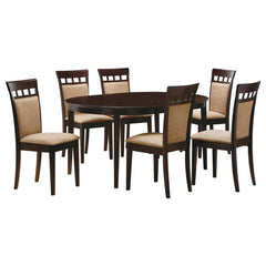 Gabriel Oval Extension Leaf Dining Collection Cappuccino - 7-piece Closed Back