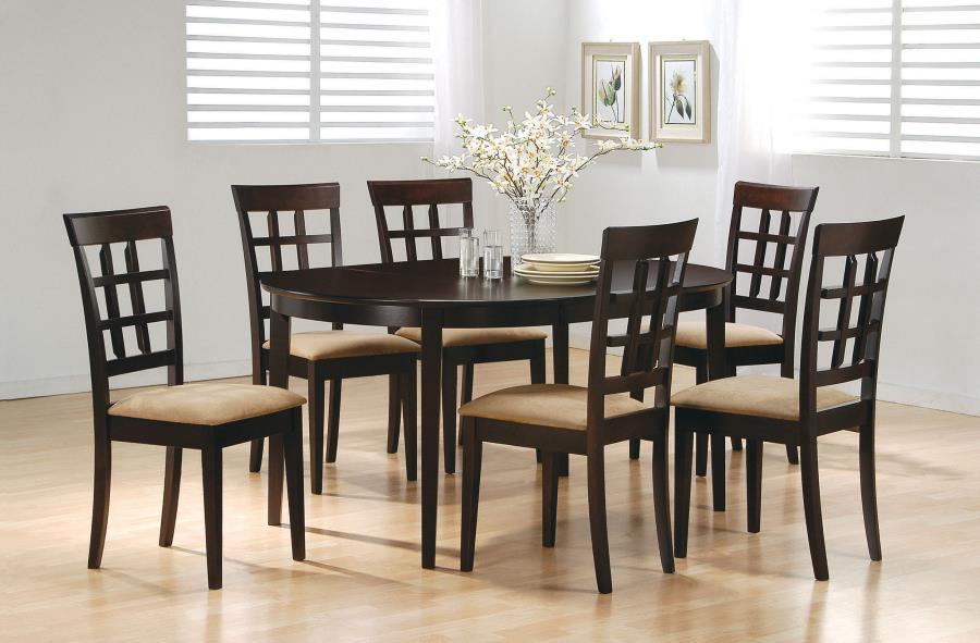Gabriel Oval Extension Leaf Dining Collection Cappuccino - 7-piece Lattice Back