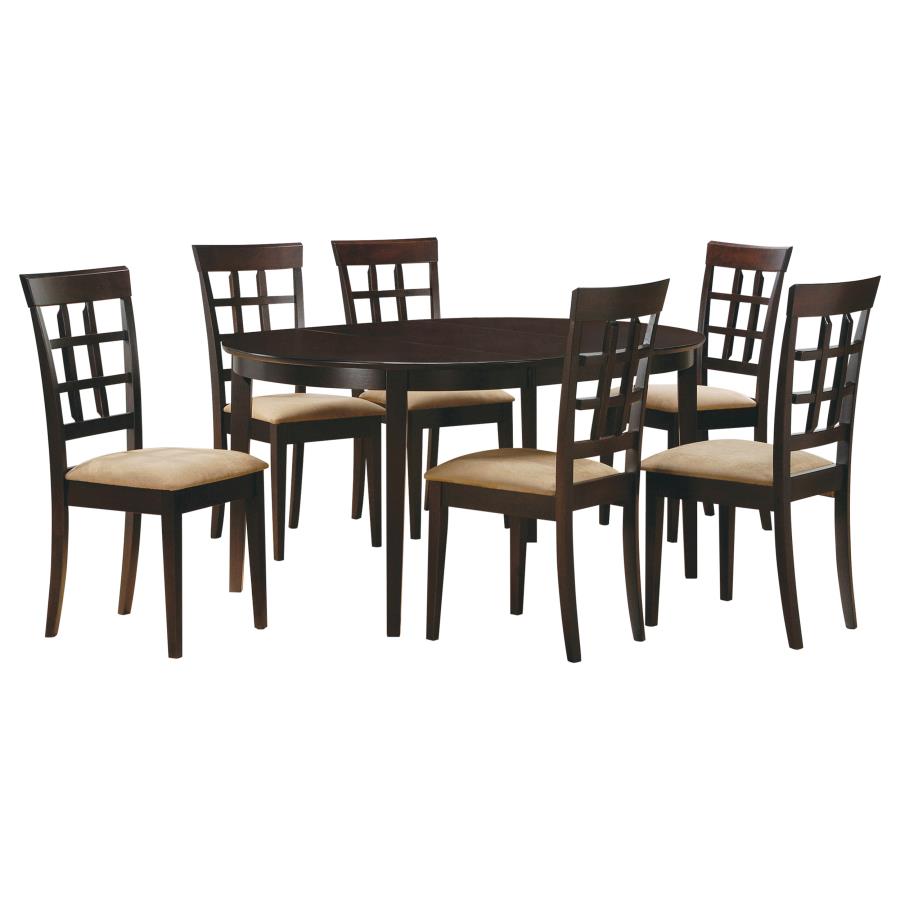 Gabriel Oval Extension Leaf Dining Collection Cappuccino - 7-piece Lattice Back